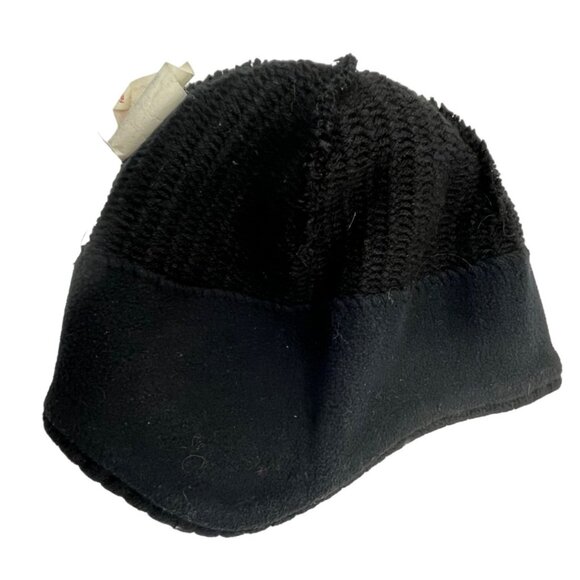 Lululemon Black Ribbed Beanie Hat With Red Logo Acrylic & Polyester Medium 3j - Picture 3 of 6